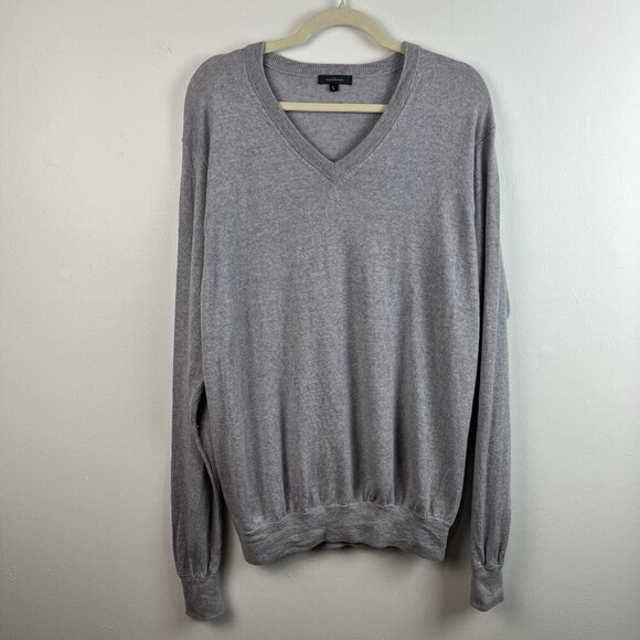 Turtleson Merino Wool Sweater Men’s L Gray V Neck Lightweight‎ Casual Preppy - Picture 1 of 9